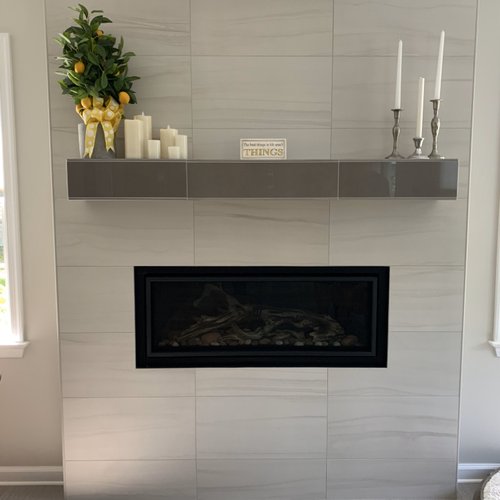 Modern and sleek fireplace installation by Adair's Flooring in Lititz, PA