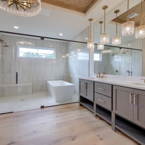 Beautiful bathroom in Lititz, PA with new flooring and shower by Adair's Flooring