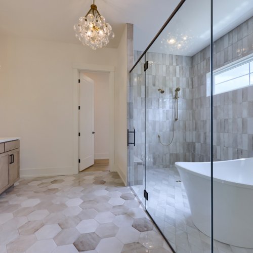 Ceramic glazed tile in a luxurious bathroom