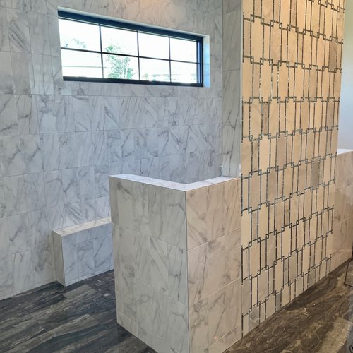 New marble tile installed in a Lititz, PA shower
