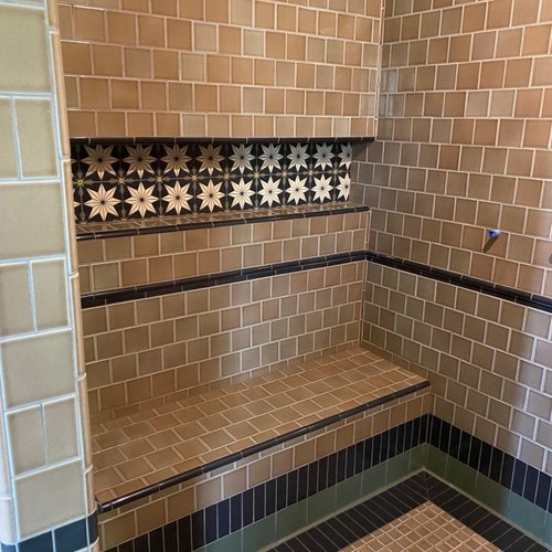 Brown and black mosaic tile in a Lititz, PA shower