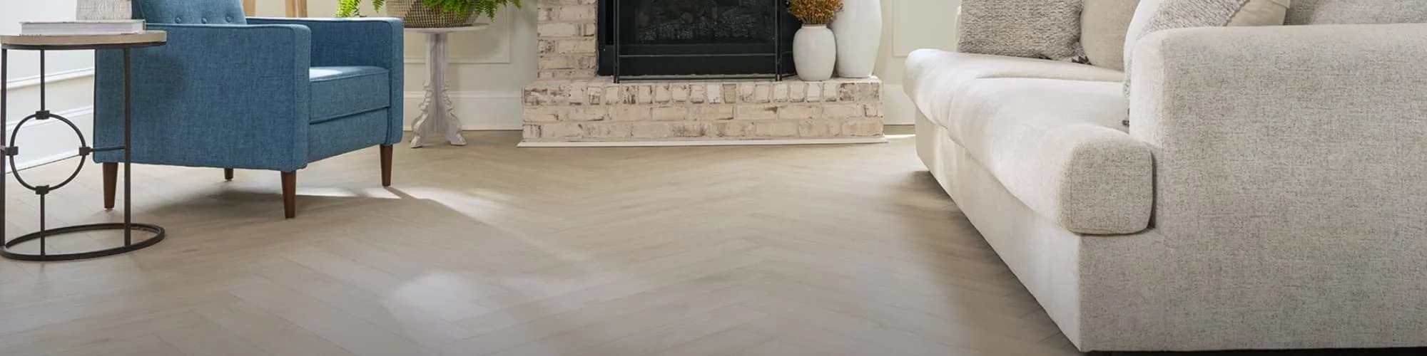 LuxeCraft wood-like flooring installed in bright living room