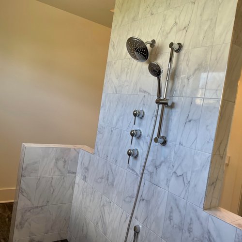 Marble Tile in an open concept shower